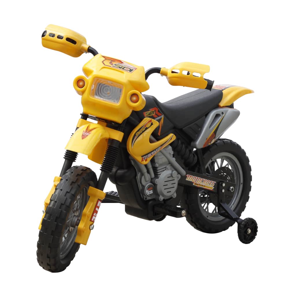 Moto Électrique Enfant Jaune 6V Sécurité 2km/H Roulettes Stabilité