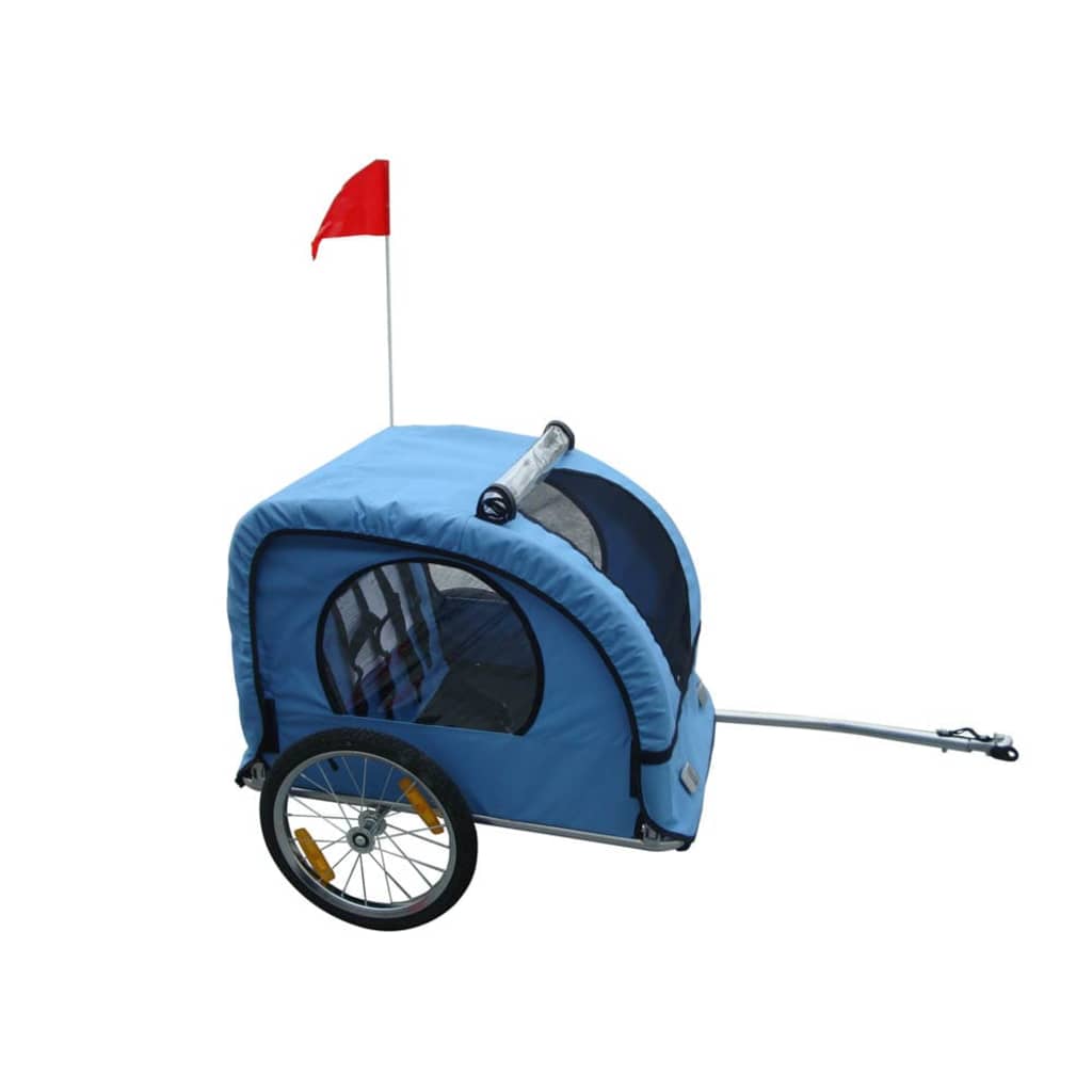 Remorque Vélo Enfants 2 Places Sécurisée Bleue Suspension
