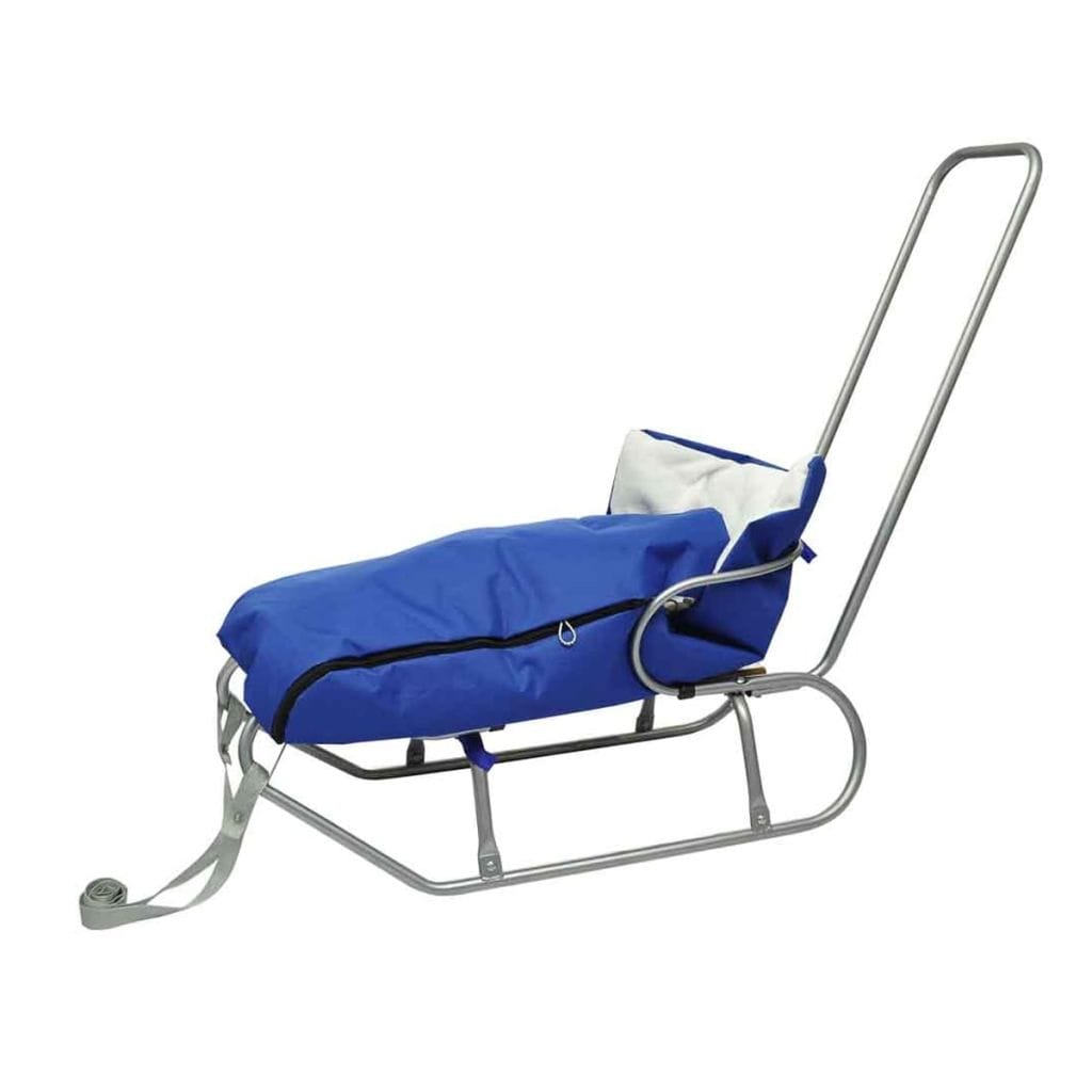 Traîneau enfant convertible métal bleu 45 kg chancelière coton