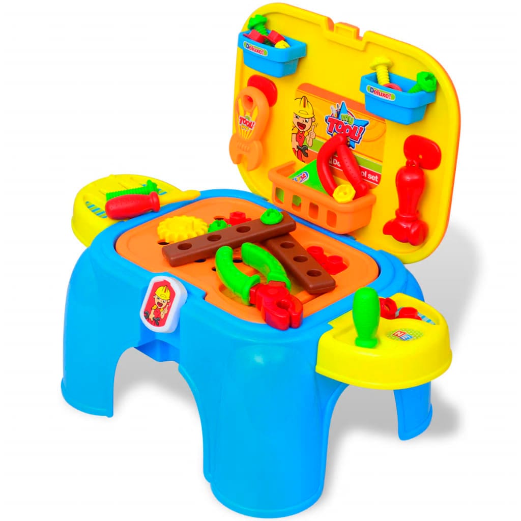 Établi Jouet Enfants Outils Réalistes Bleu Jaune – Jeu de Rôle
