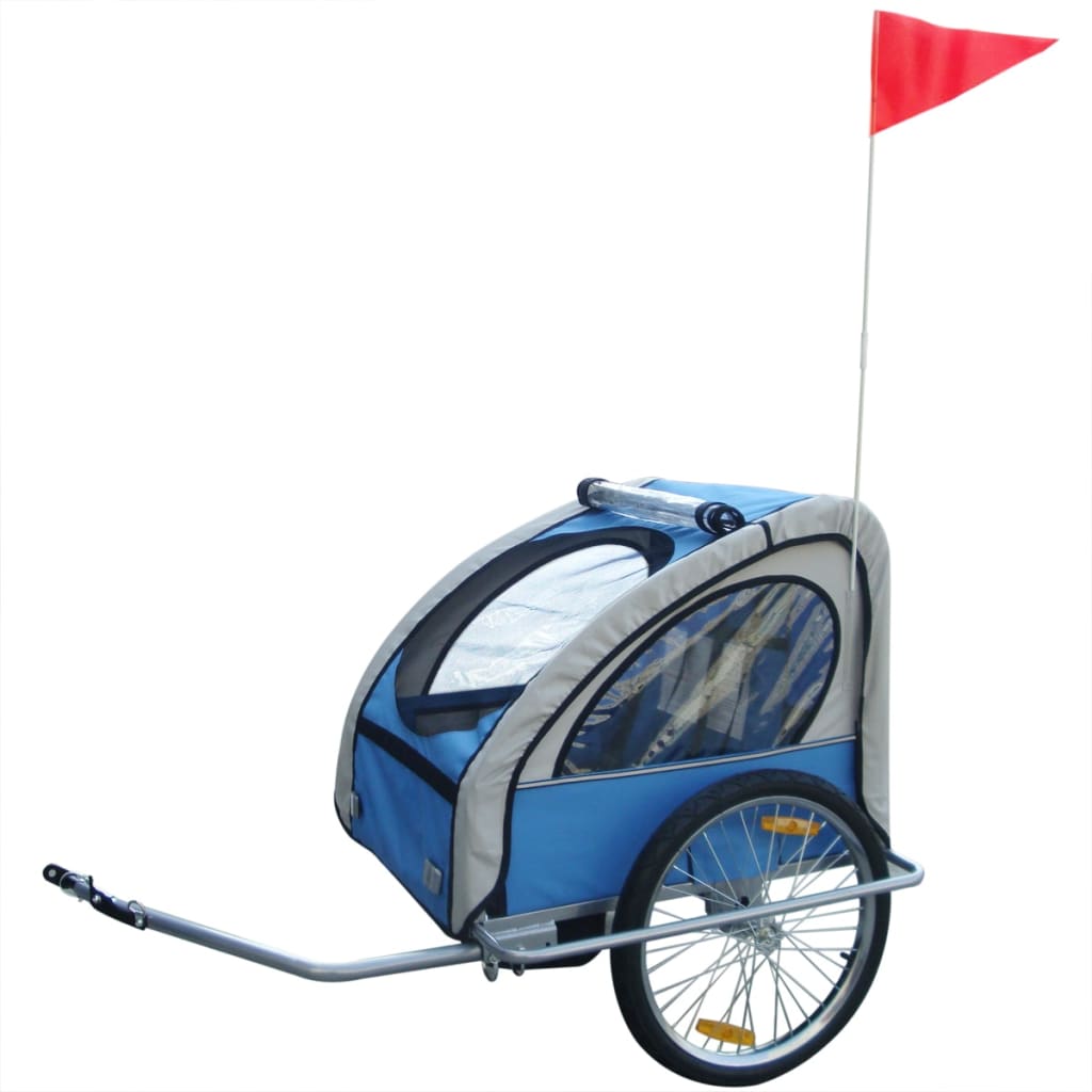 Remorque Bicyclette Enfant Bleue 36kg Sécurisée Pliable