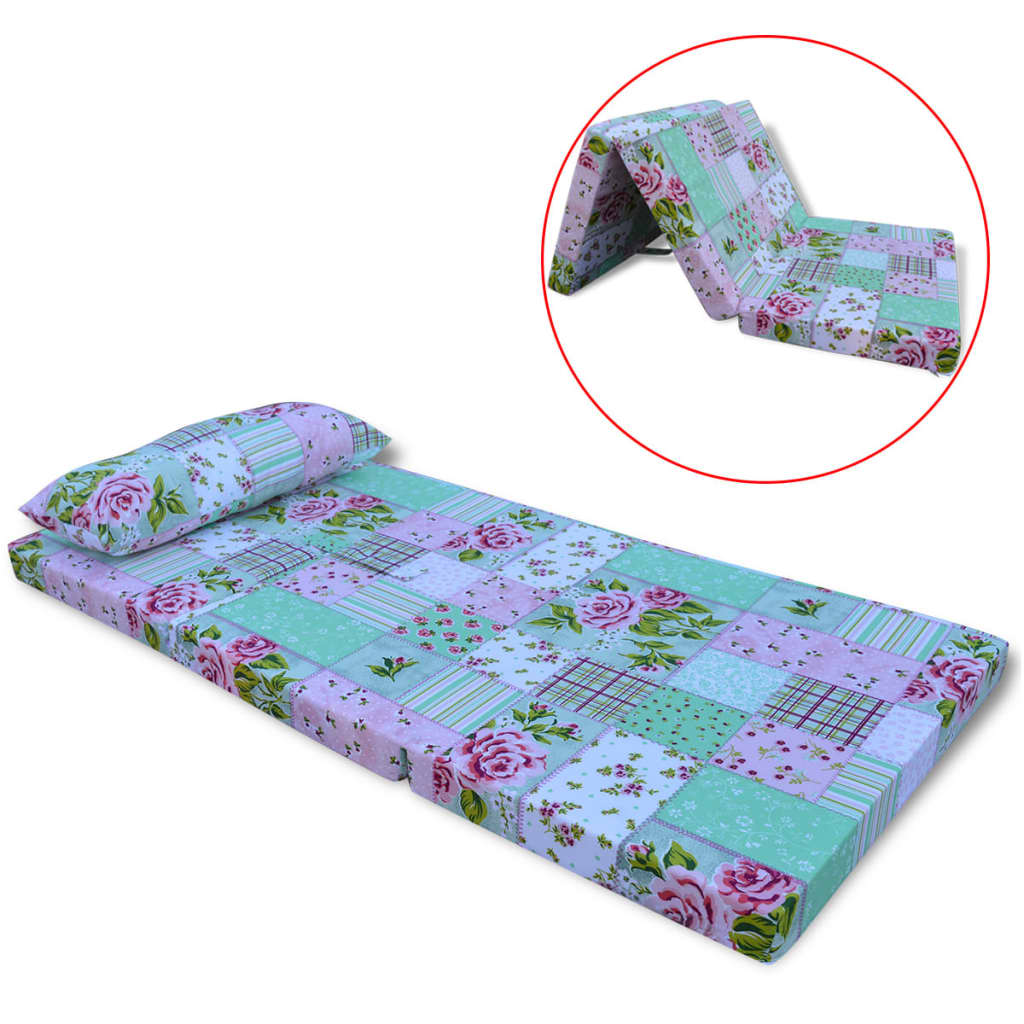 Matelas pliable enfants fleurs 120x60cm confortable