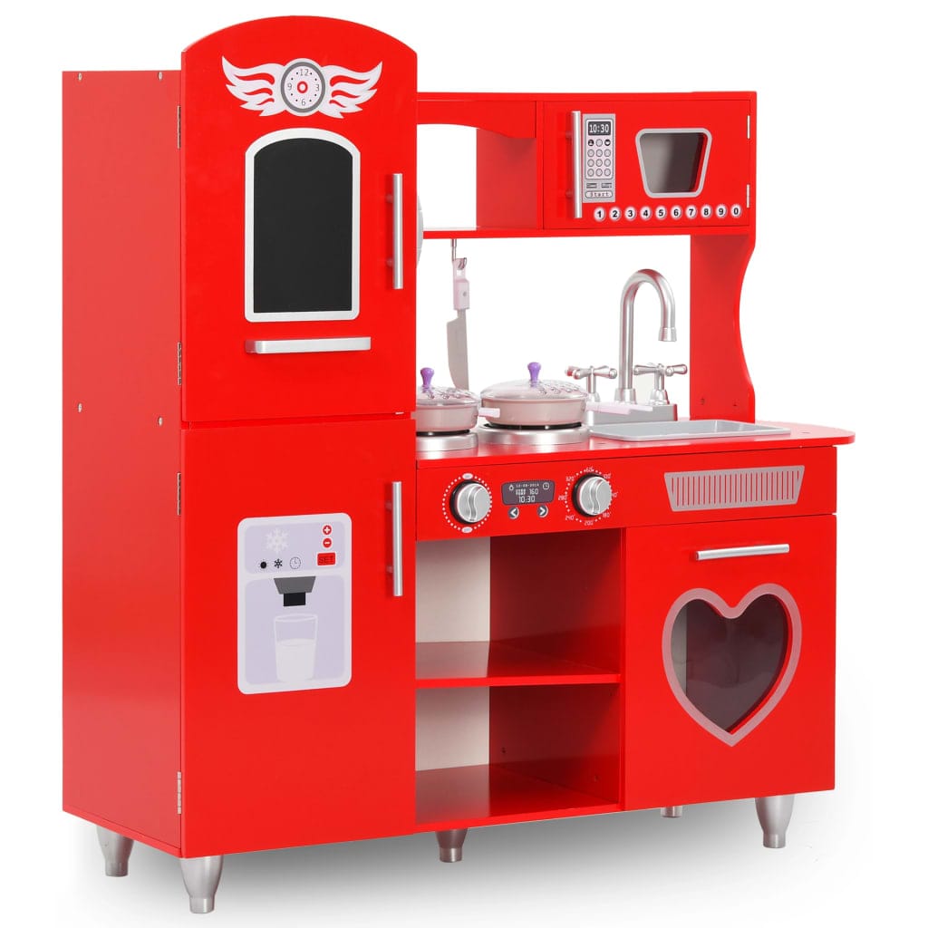 Cuisine Jouet Enfant MDF Rouge 84x31x89cm Éducative