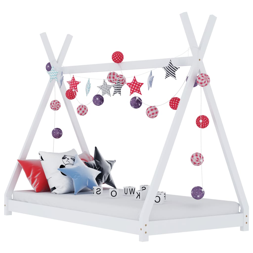 Cadre Lit Enfant Tipi 80×160 Pin Massif Blanc