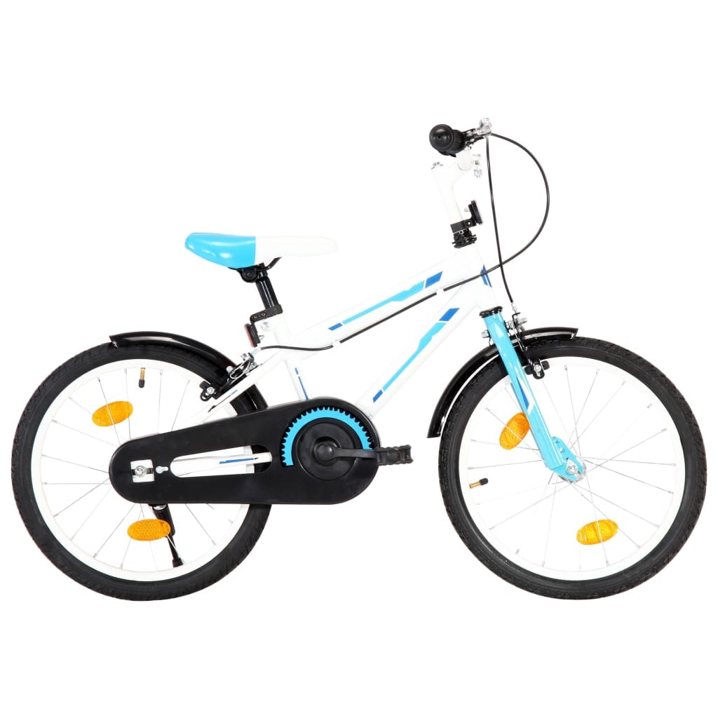 Vélo Enfant 18 Pouces Bleu Blanc Robuste Réglable 5-7 Ans