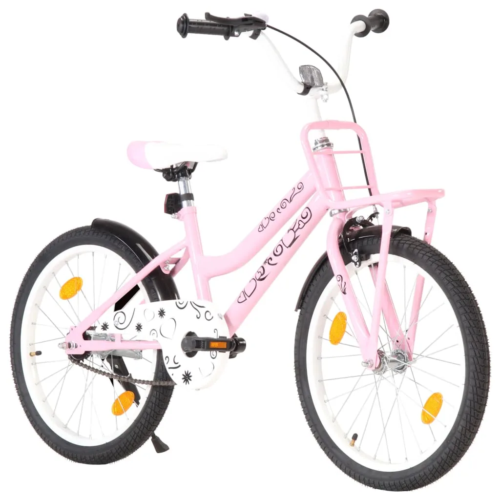 Vélo Enfant 20 Pouces Rose Noir Porte-Bagages Avant