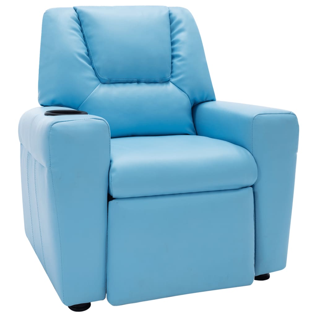 Fauteuil Inclinable Enfants Bleu Réglable Similicuir Confort