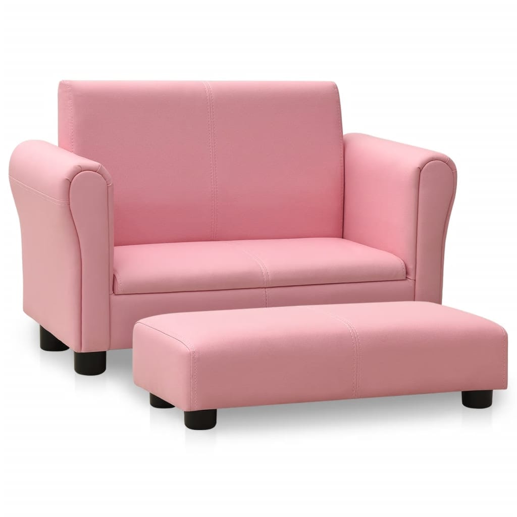 Canapé pour Enfants Rose Similicuir avec Tabouret 11 Pièces