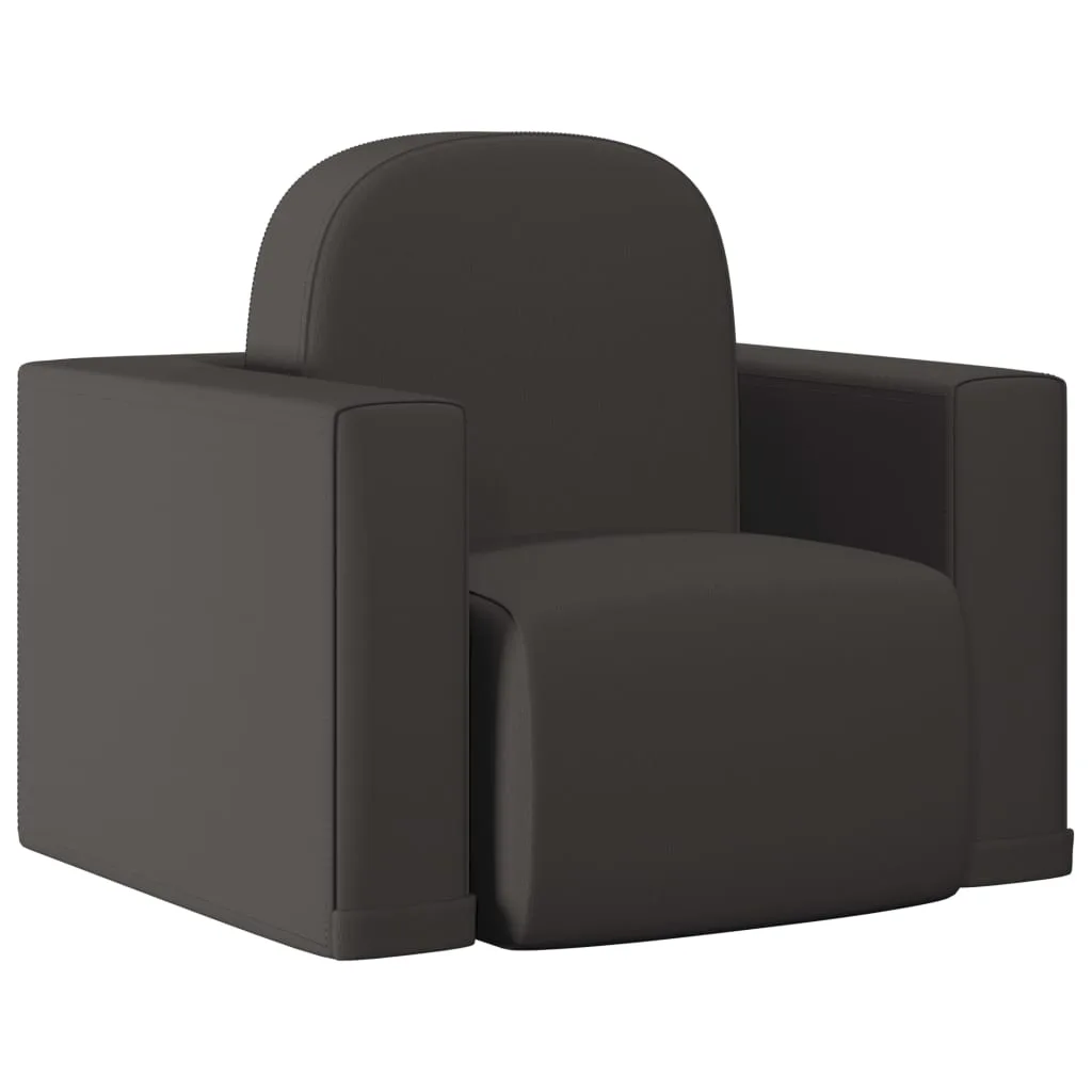 Canapé Enfants 2 en 1 Noir Similicuir Transformable Polyvalent