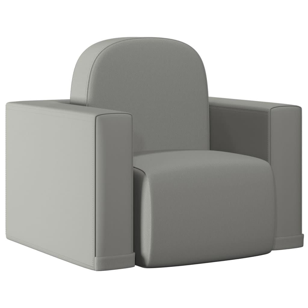Canapé 2 en 1 Enfants Gris Similicuir – Table et Chaise Multifonctionnel