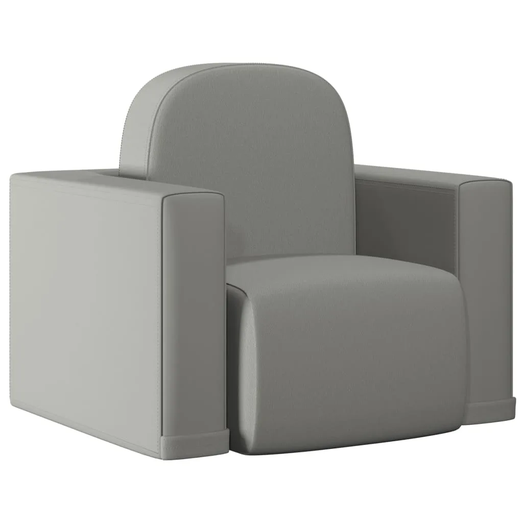 Canapé 2 en 1 Enfants Gris Similicuir – Table et Chaise Multifonctionnel