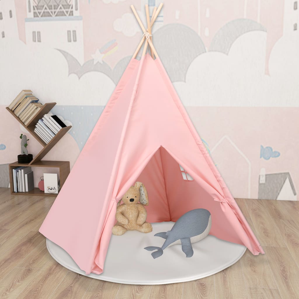 Tente Tipi Enfants Rose 120x120x150 cm – Jouet Intérieur Jardin