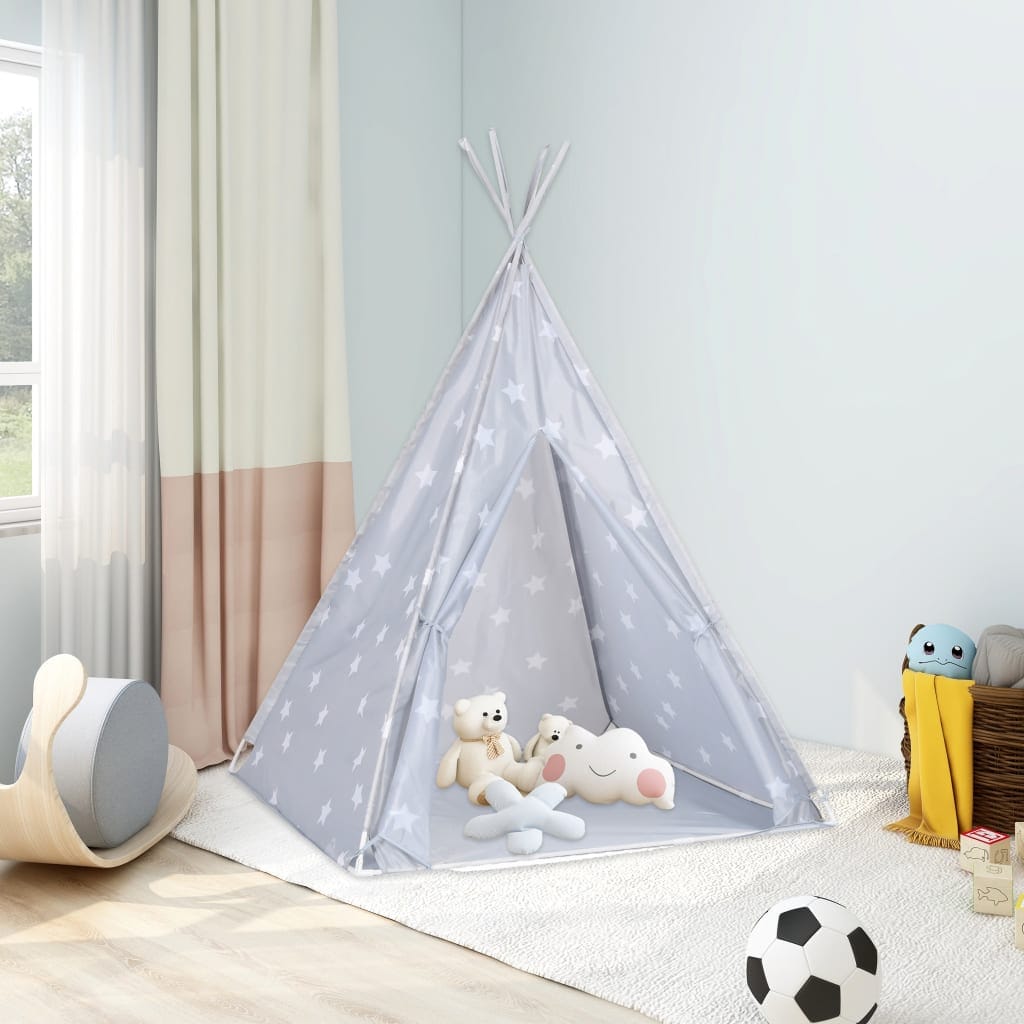 Tente Tipi Enfants Gris Polyester 115x115x160cm avec Sac