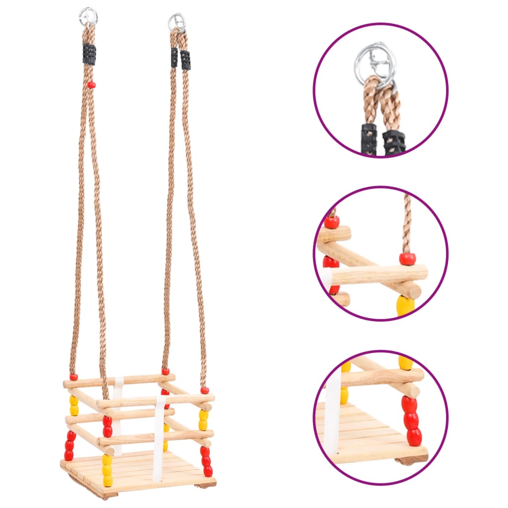 Balançoire pour bébé ceinture sécurité jardin bois pin