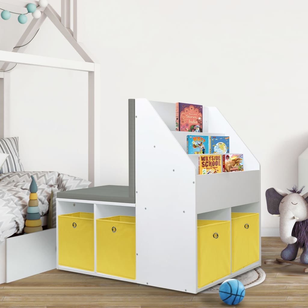 Armoire pour enfants avec banc Blanc MDF 60x78x78 cm