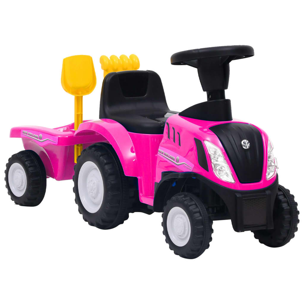 Tracteur Enfants Pédales New Holland Rose avec Remorque