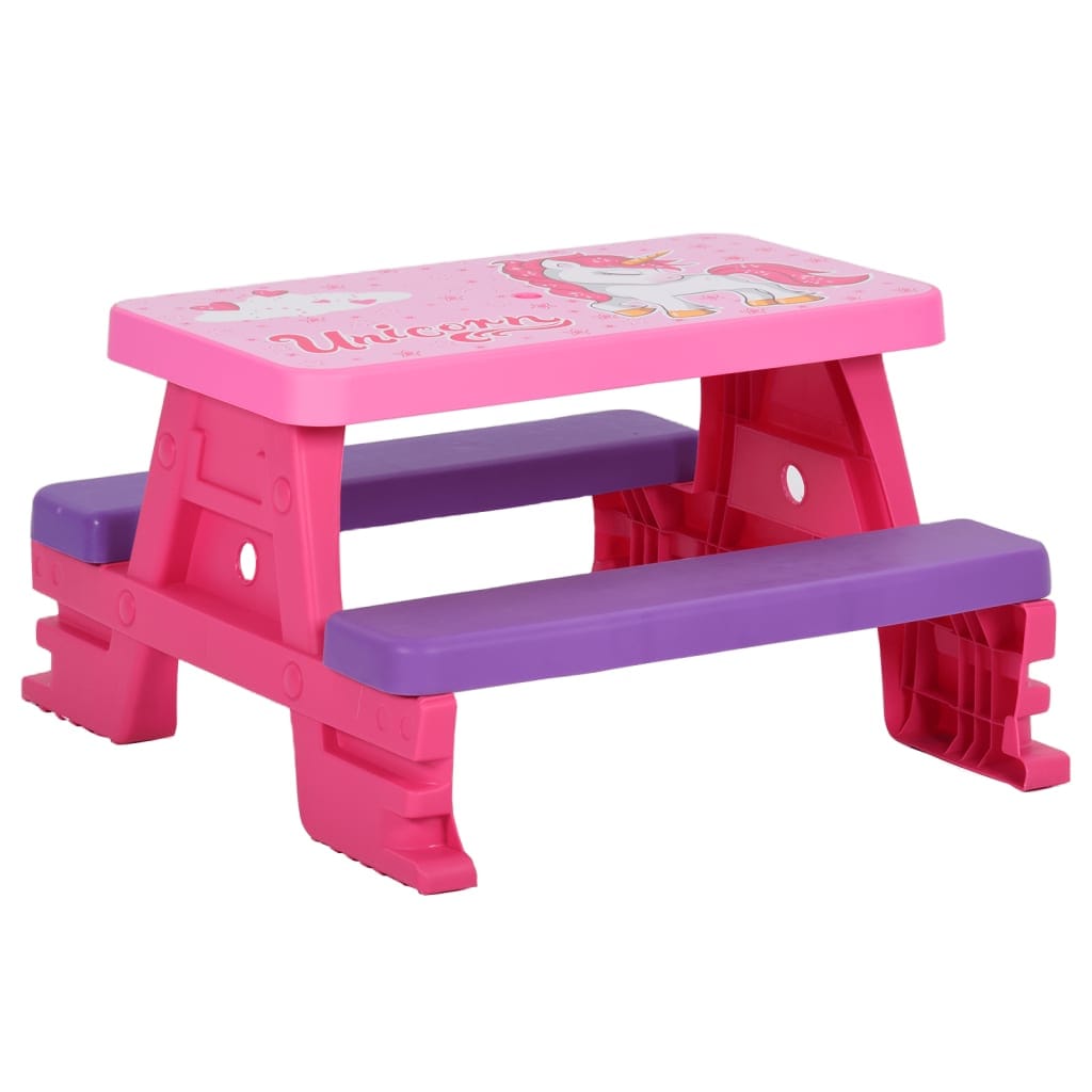 Table Pique-Nique Enfants Rose Bancs Intégrés 79x69x42cm