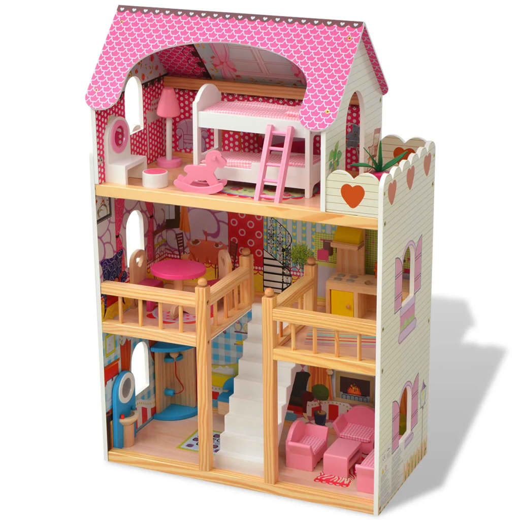 Maison de poupées 3 étages Bois 60 x 30 x 90 cm