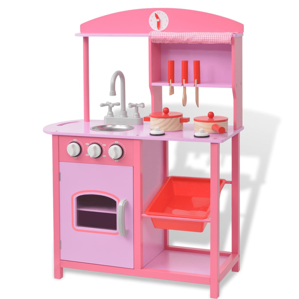 Cuisine Jouet Rose 60x27x83 cm Bois MDF pour Enfants Jouet Cuisine Éducatif