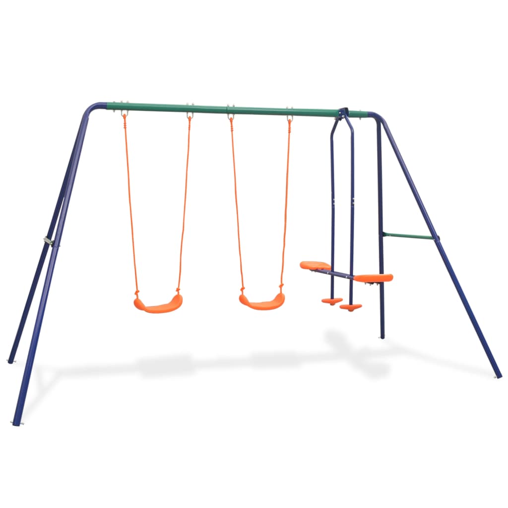 Balançoires 4 Sièges Orange Portique Jardin Enfants