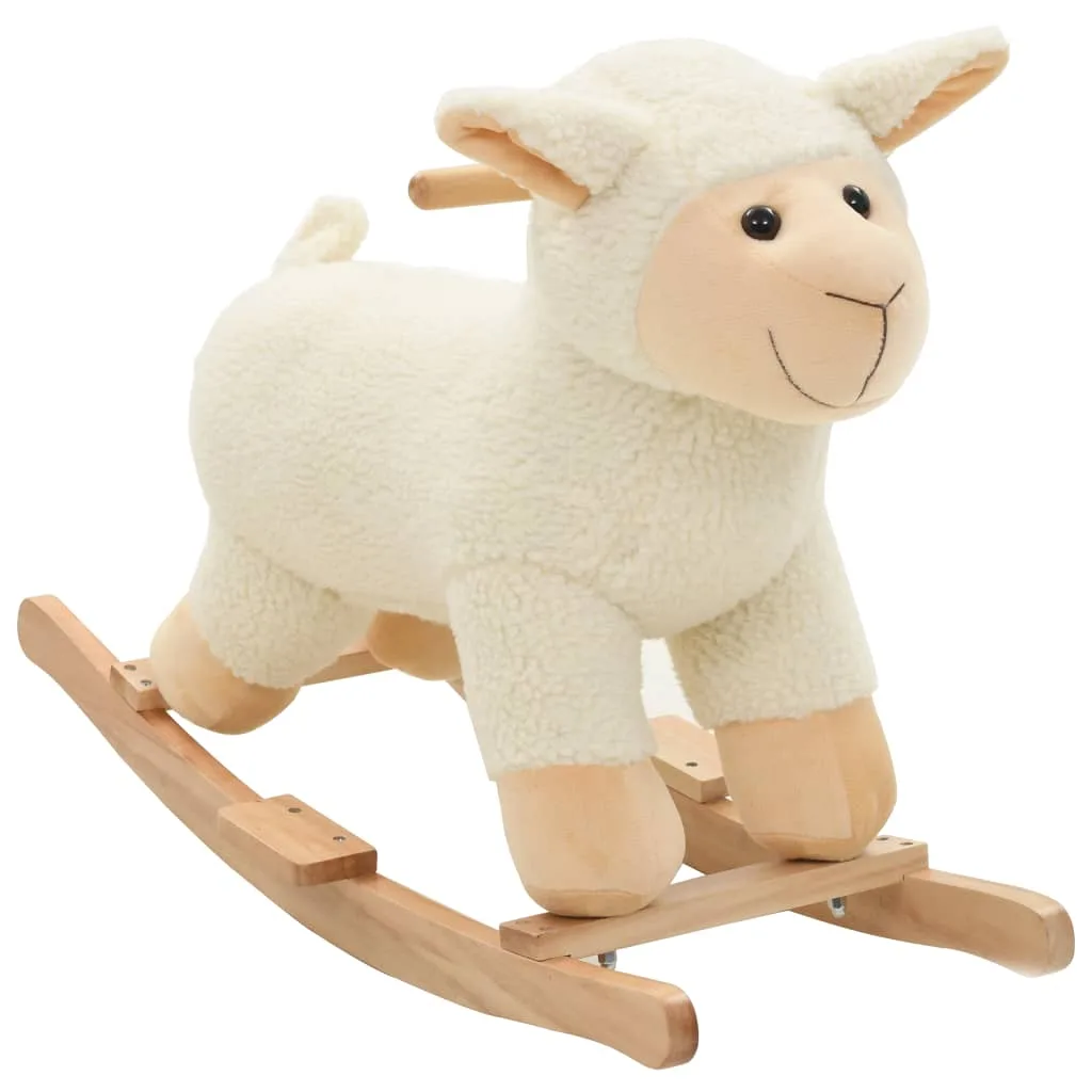 Mouton à Bascule Peluche Blanc 78x34x58cm – Jouet Enfant
