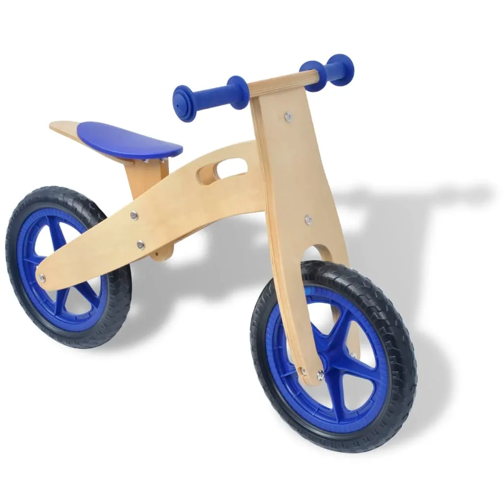 Vélo équilibre enfant en bois bleu sans pédales 3 ans+