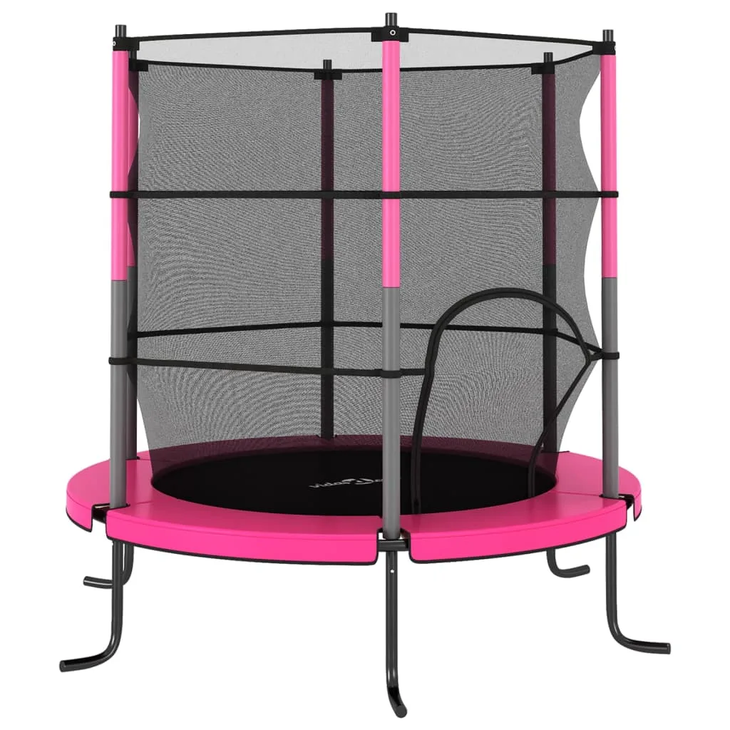 Trampoline Rond 140×160 cm Rose Filet Sécurité Stabilité