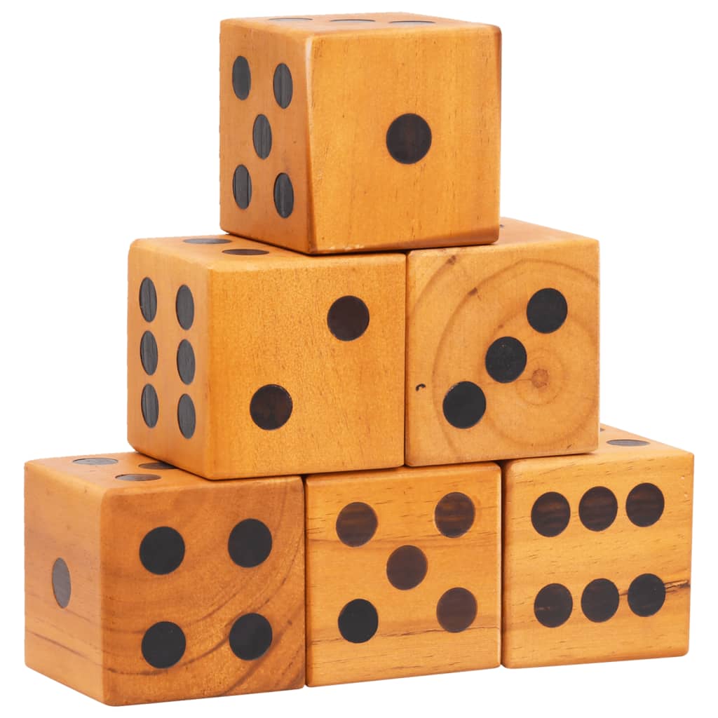 Dés Géants Jardin 6 Pcs Bois Pin Massif 9cm – Jeu Familial