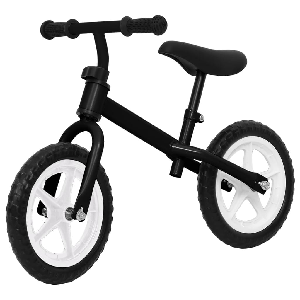 Vélo d’équilibre 12 pouces noir acier pour enfants