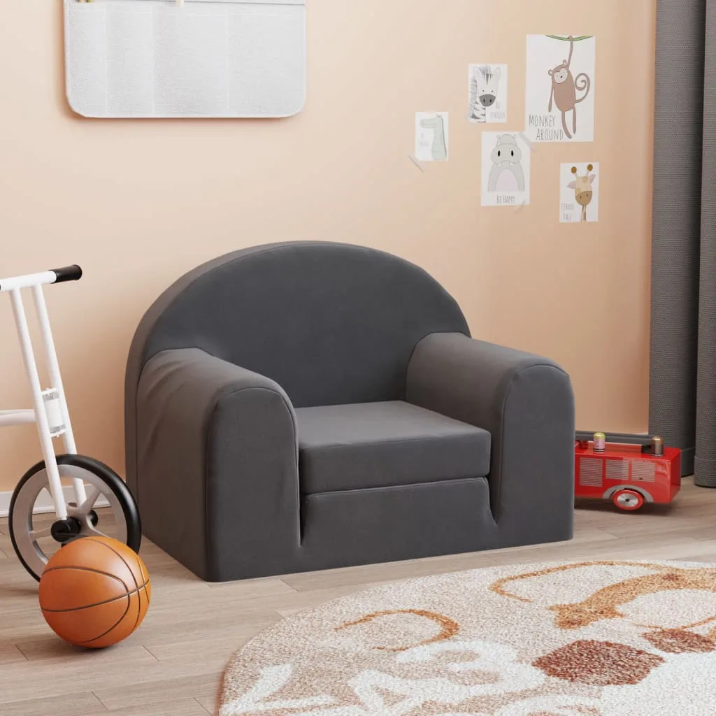 Canapé-lit pour enfants Anthracite Peluche douce