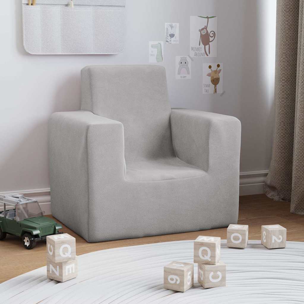 Canapé pour enfants Gris clair Peluche douce