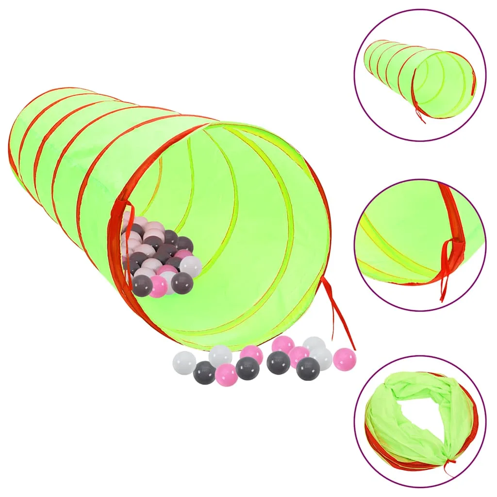 Tunnel de jeu pour enfants avec 250 balles Vert 175cm Polyester