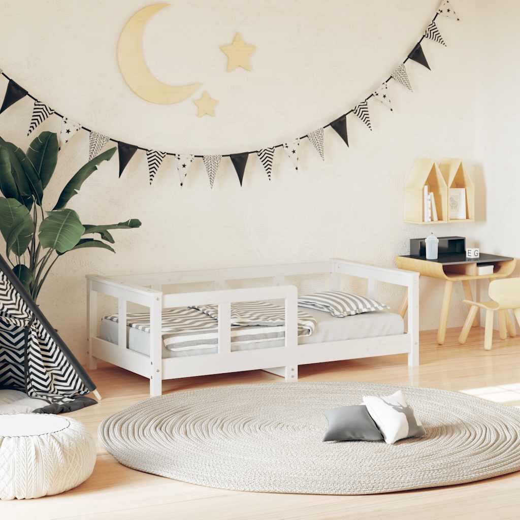 Cadre de lit pour enfant blanc 70×140 cm bois de pin massif