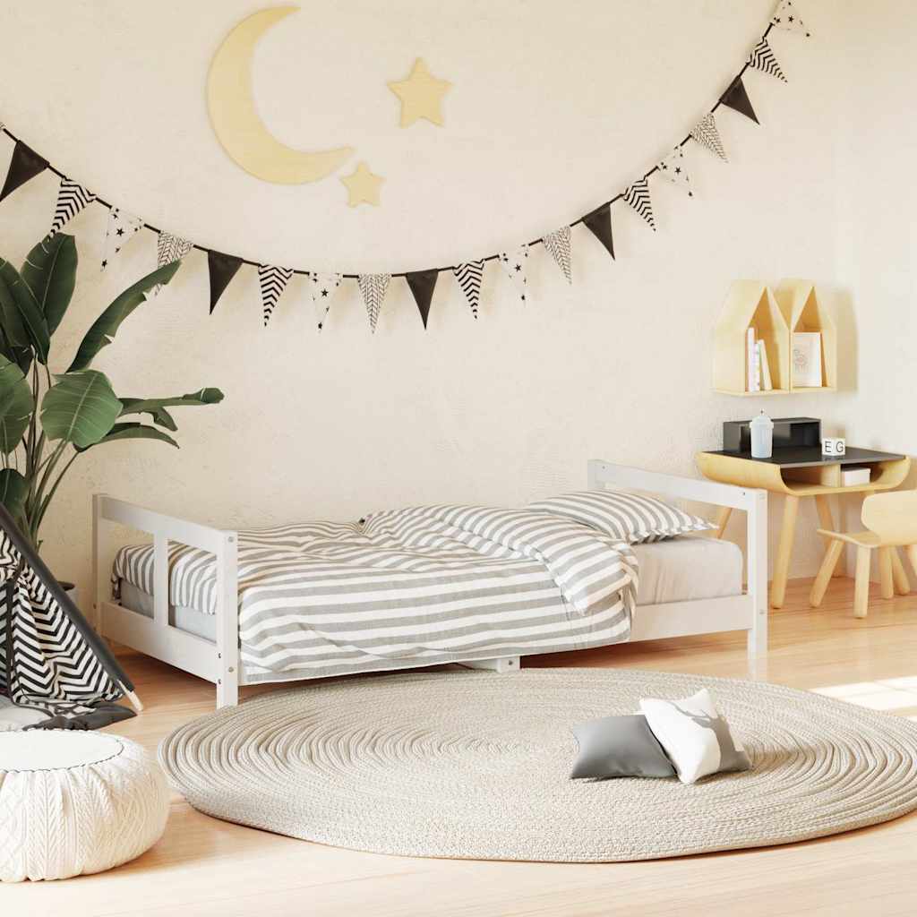 Cadre de lit pour enfant blanc 80×160 cm bois de pin massif