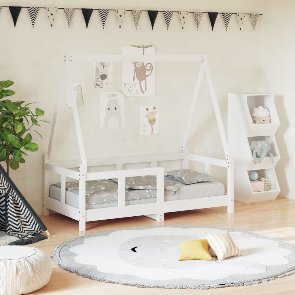 Cadre de lit pour enfant blanc 70×140 cm bois de pin massif