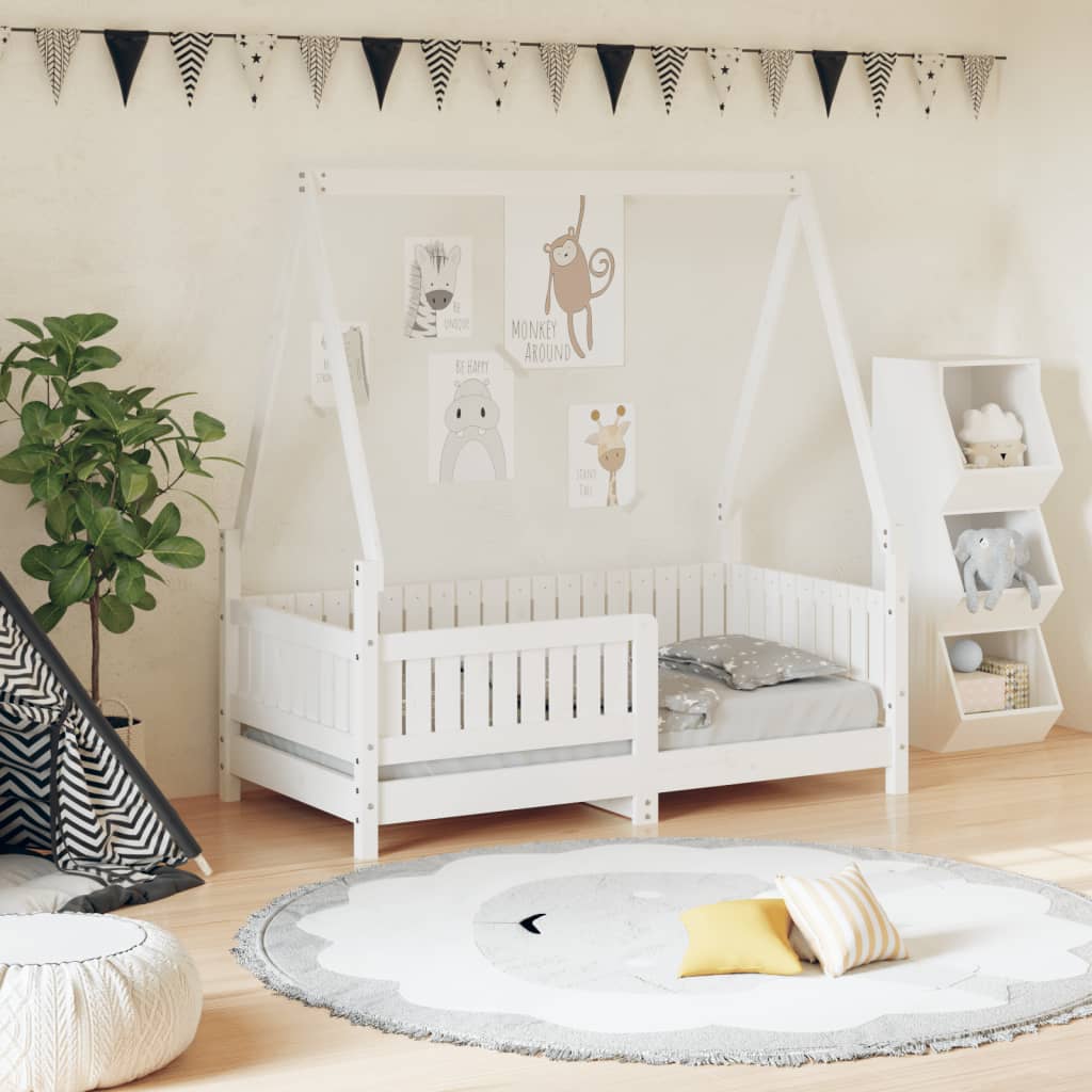 Cadre de lit pour enfant blanc 70×140 cm bois de pin massif