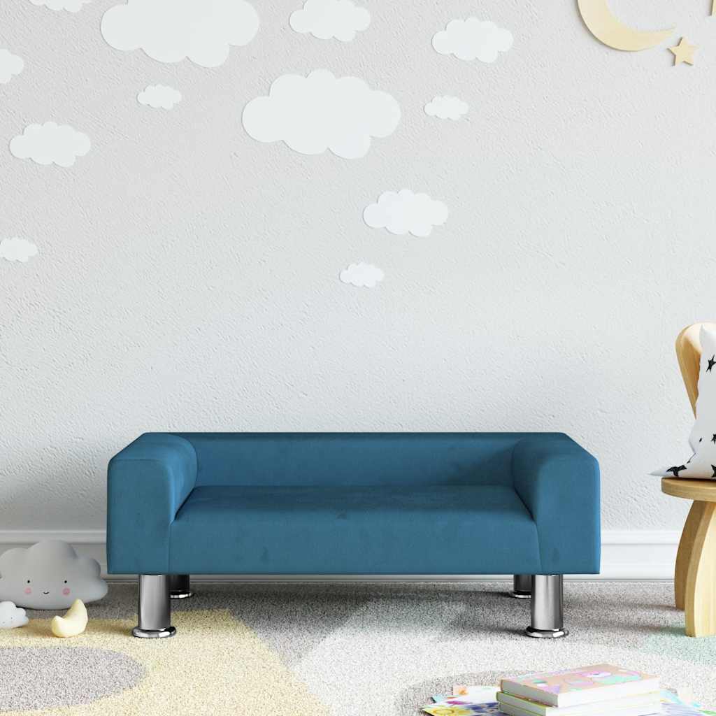 Canapé pour enfants bleu 70x45x26,5 cm velours