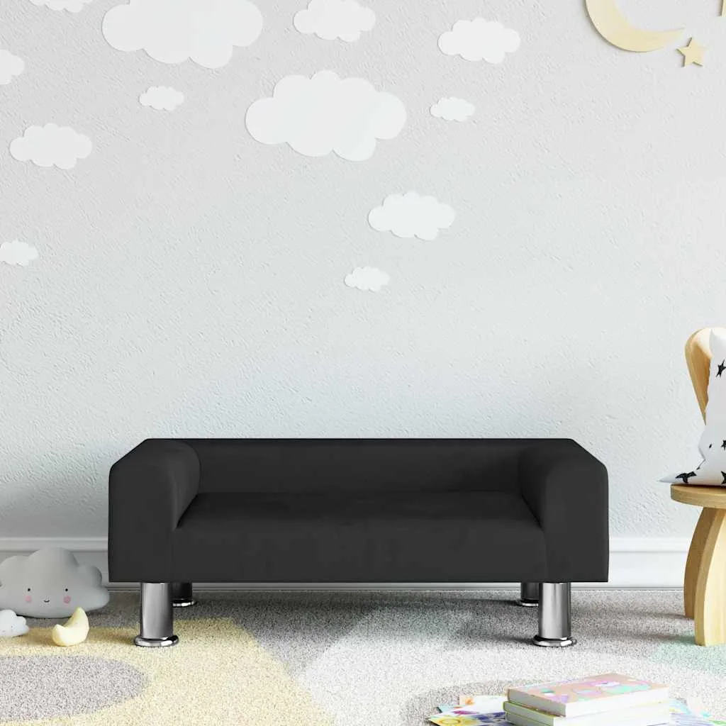 Canapé pour enfants noir 70x45x26,5 cm velours