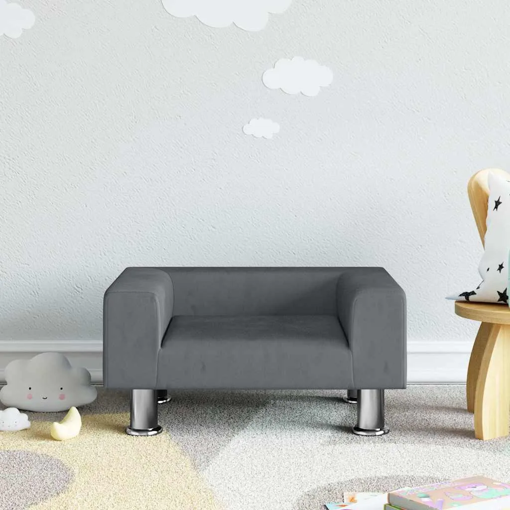 Canapé pour enfants gris foncé 50x40x26,5 cm velours