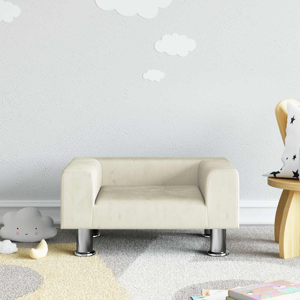 Canapé pour enfants crème 50x40x26,5 cm velours