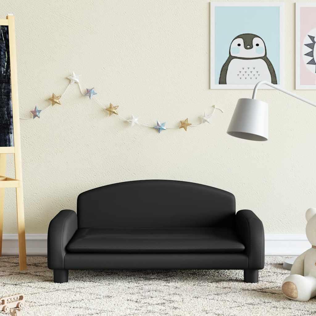 Canapé pour enfants noir 70x45x30 cm similicuir
