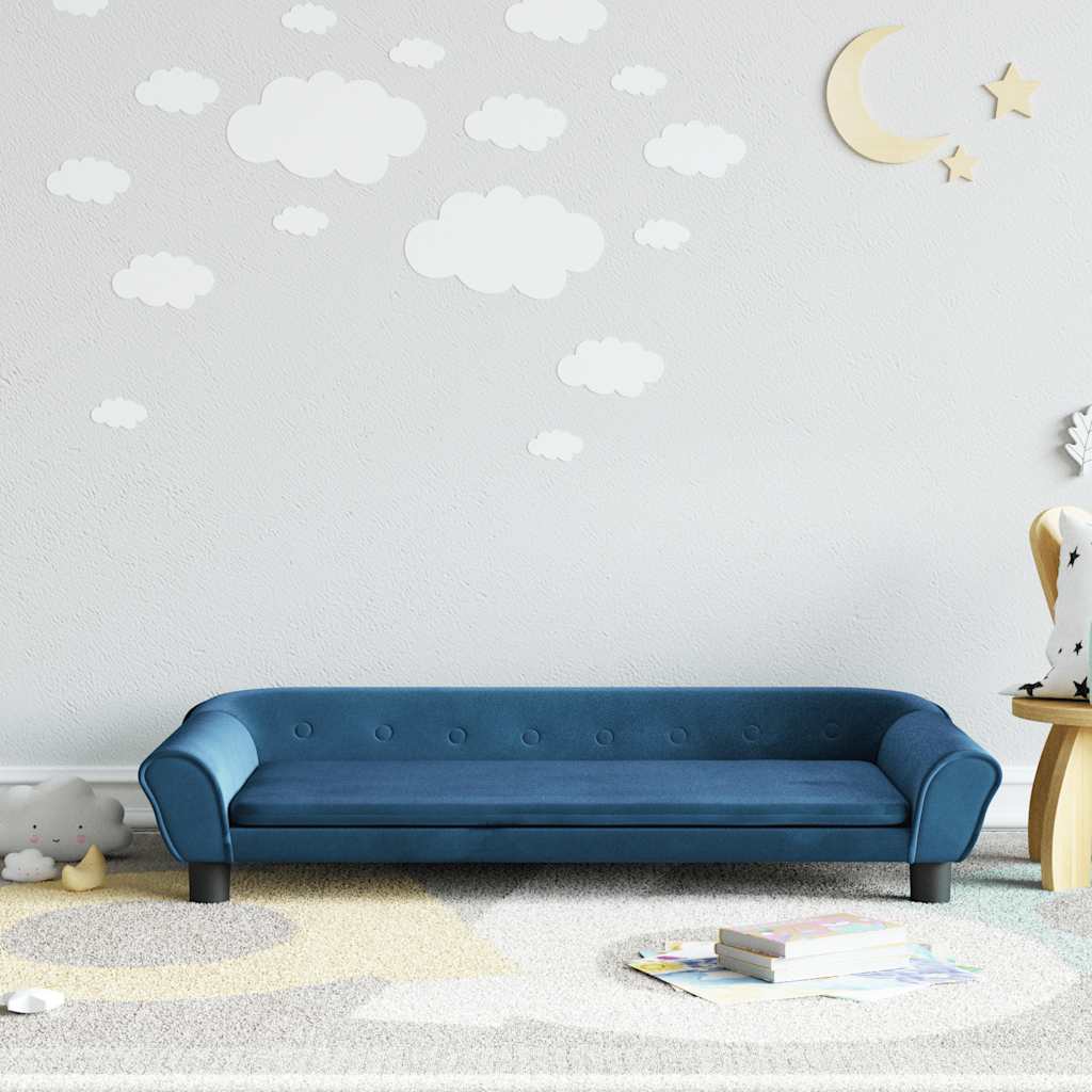 Canapé pour enfants bleu 100x50x26 cm velours
