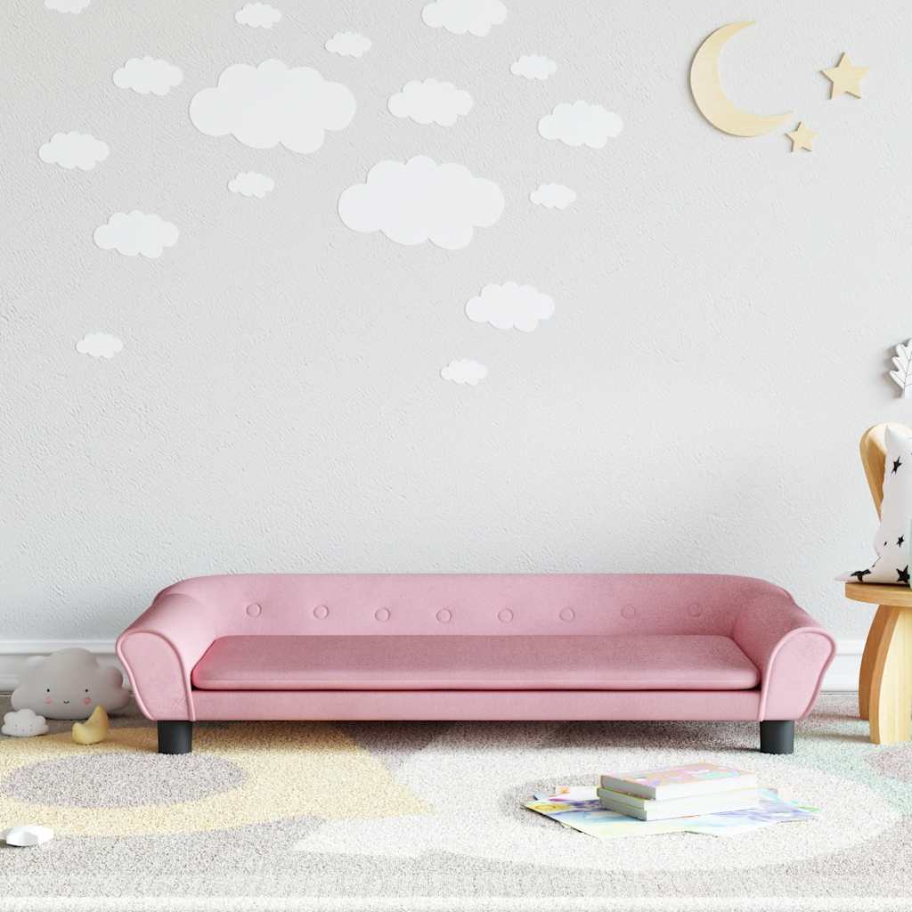 Canapé pour enfants rose 100x50x26 cm velours