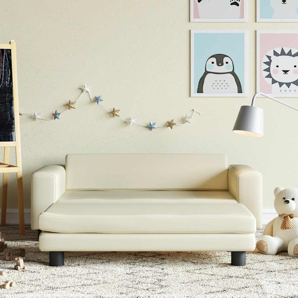 Canapé avec repose-pied pour enfants crème 100x50x30 cm