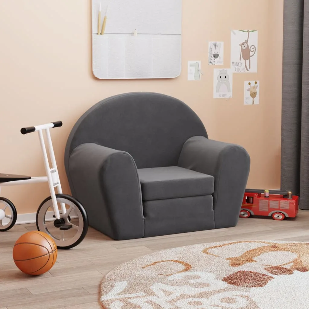 Canapé-lit pour enfants anthracite peluche douce