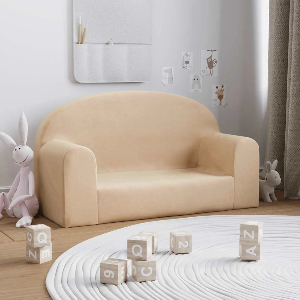 Canapé pour enfants 2 places crème peluche douce