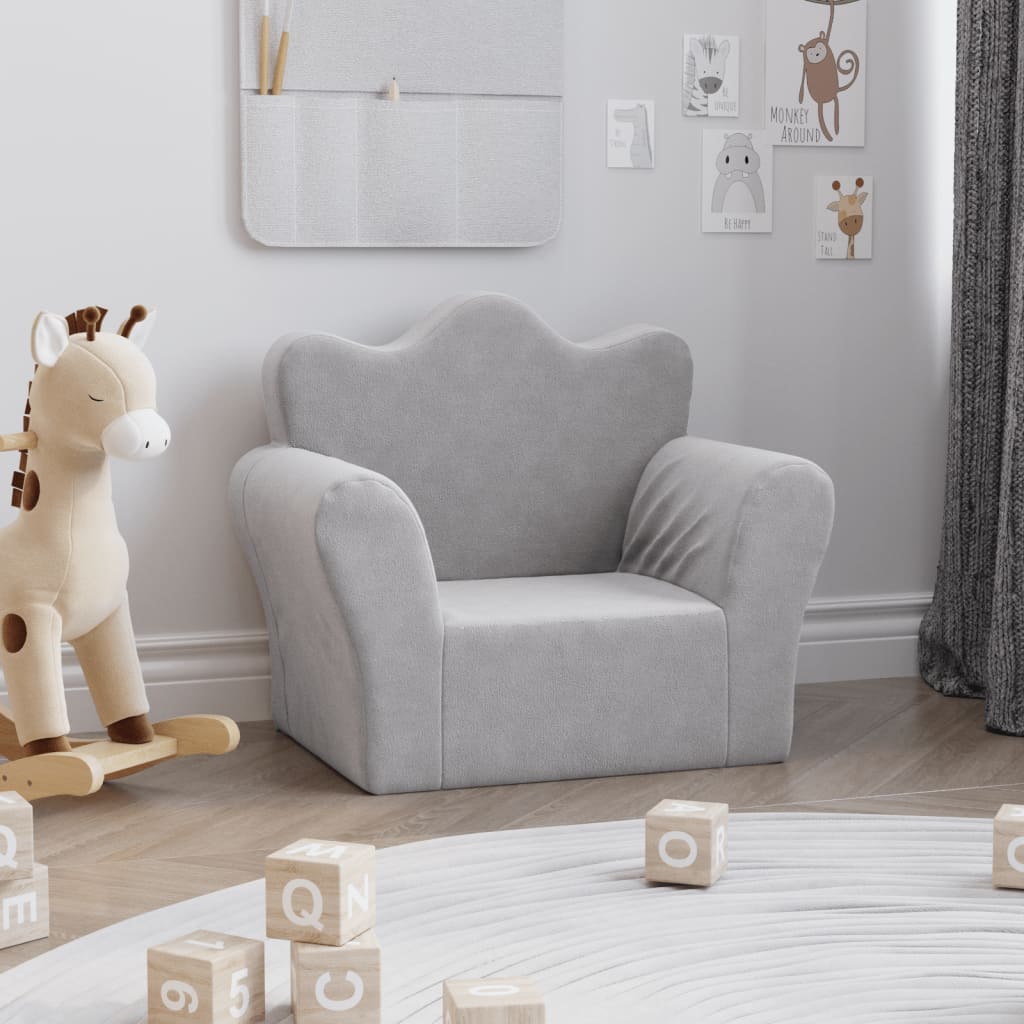Canapé pour enfants gris clair peluche douce