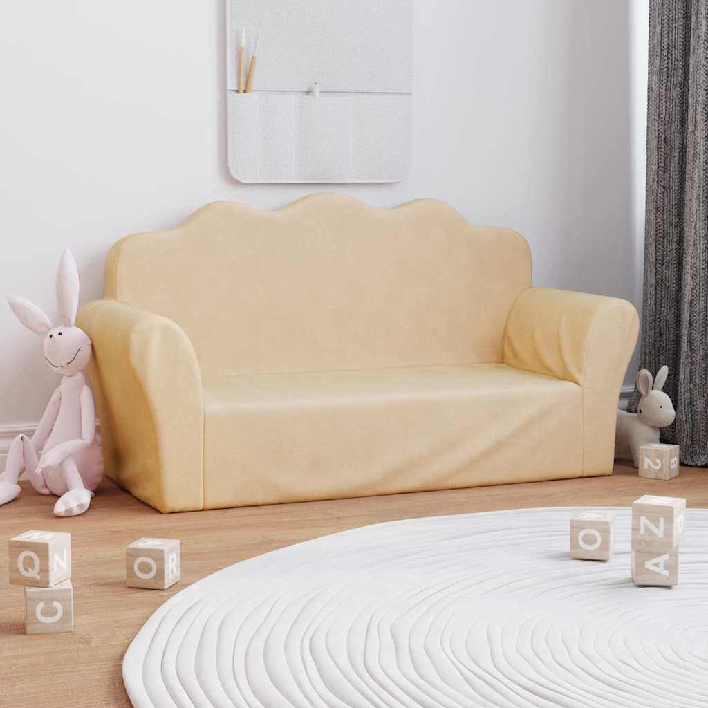 Canapé pour enfants 2 places crème peluche douce