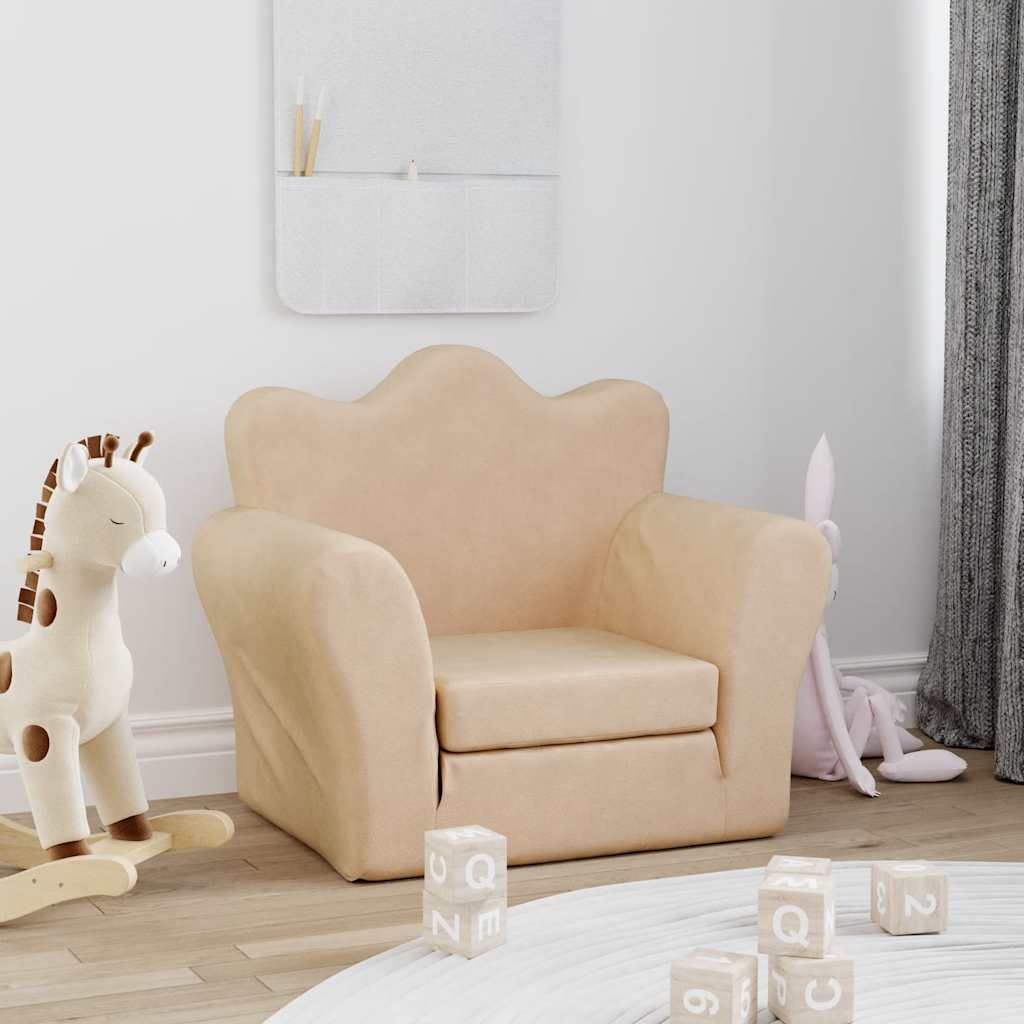 Canapé-lit pour enfants crème peluche douce