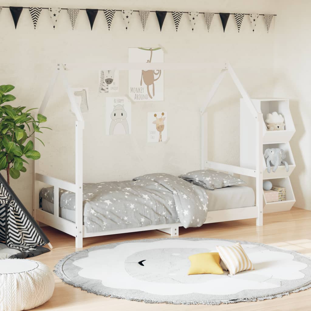Cadre de lit pour enfant blanc 80×160 cm bois de pin massif